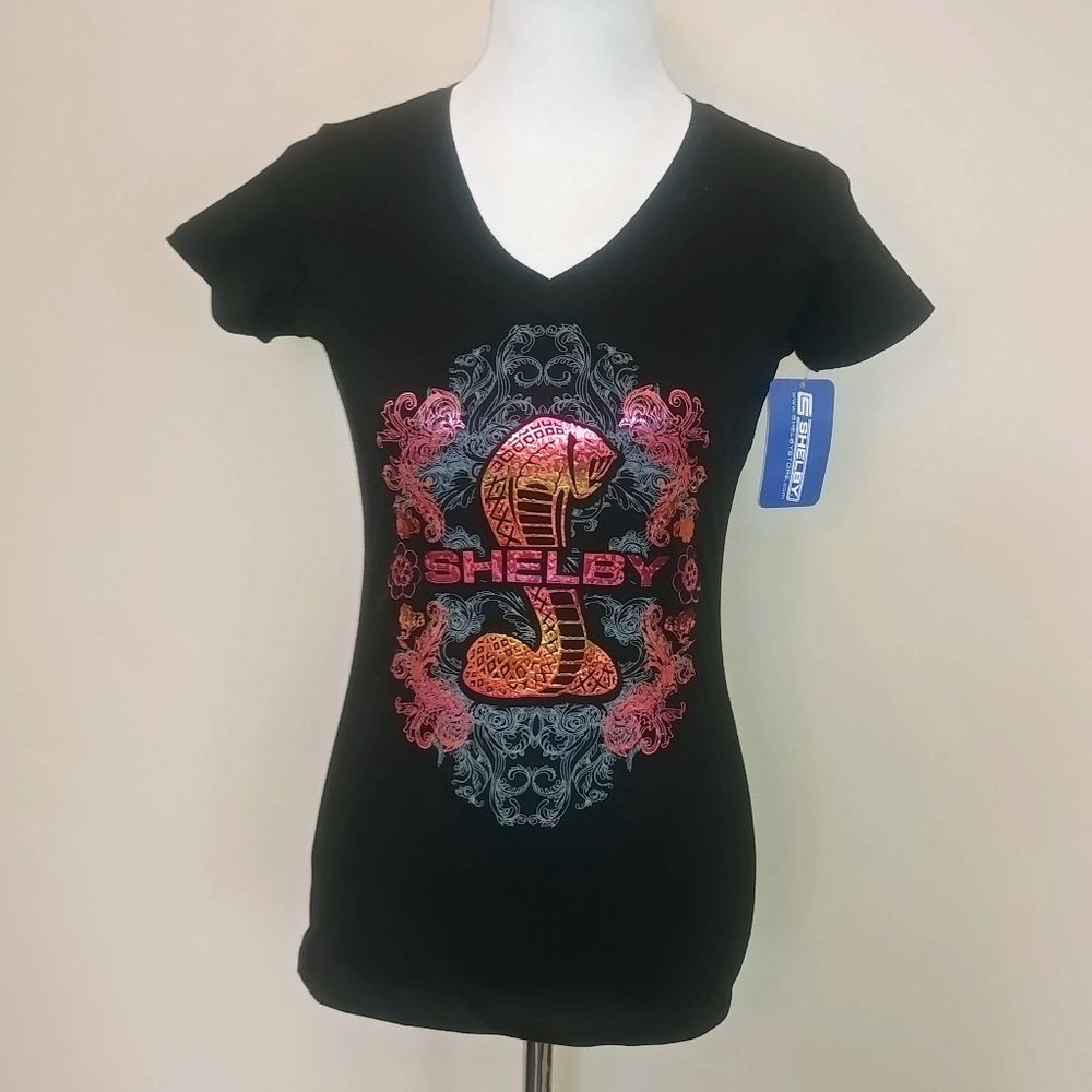 Shelby Cobra T-Shirt Rainbow Foil Graphic  Ladies Size Large - NWT